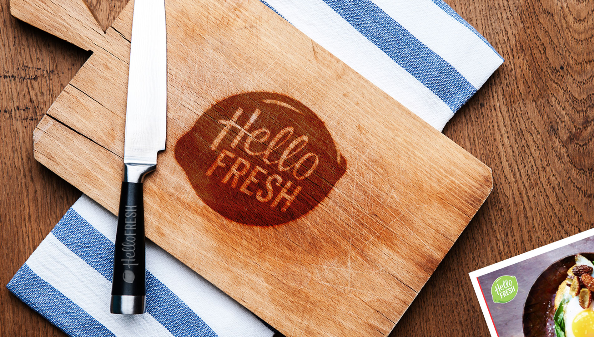 HelloFresh logo on cutting board