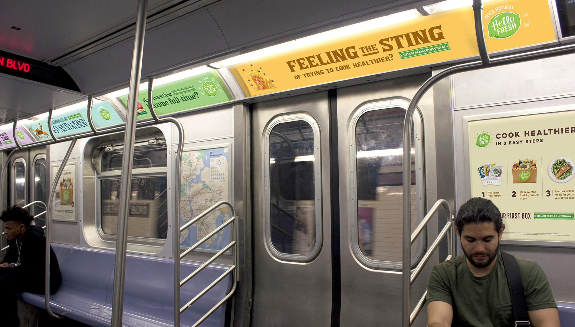 HelloFresh transit campaign on NYC subway